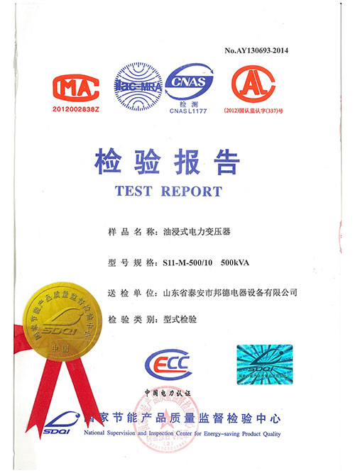 油浸式电力变压器检测报告500kVA