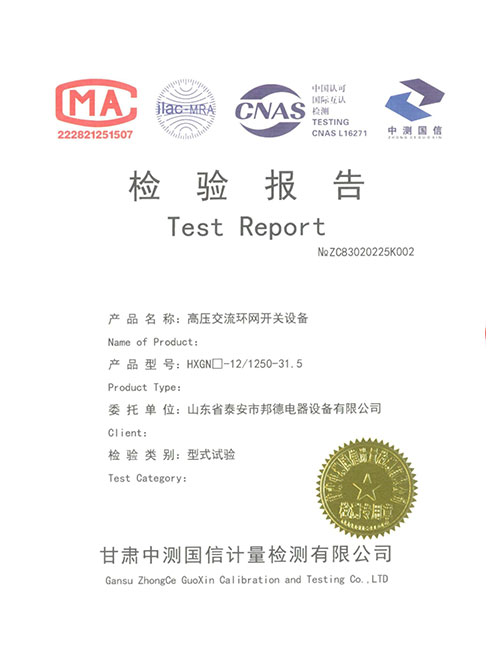 高压交流环网开关设备检验报告